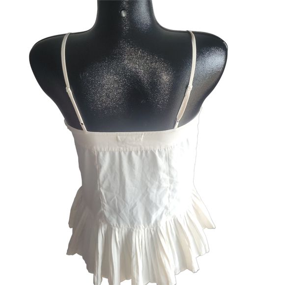 American Eagle Cream Lace Cami Top with Peplum Pleated Hemline S - Picture 5 of 6